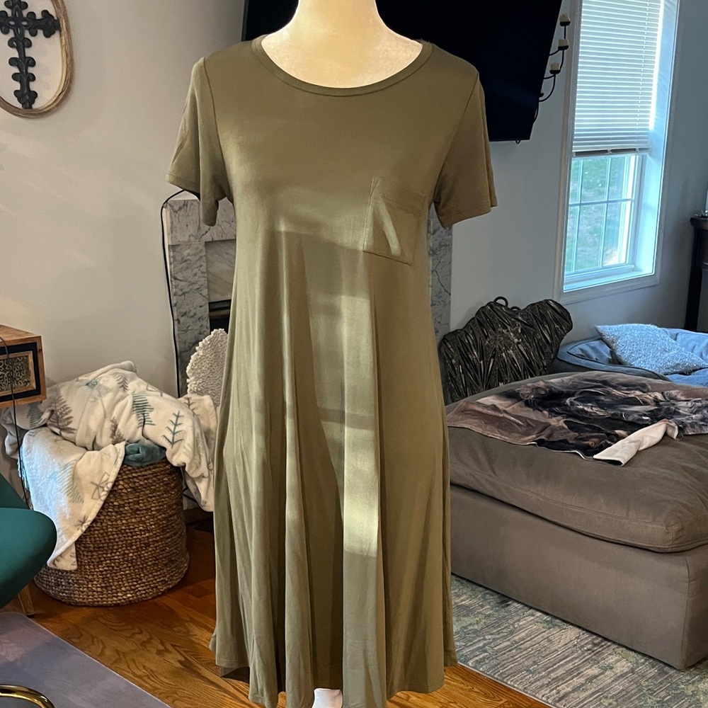LuLaRoe Olive Green Midi Dress A-Line